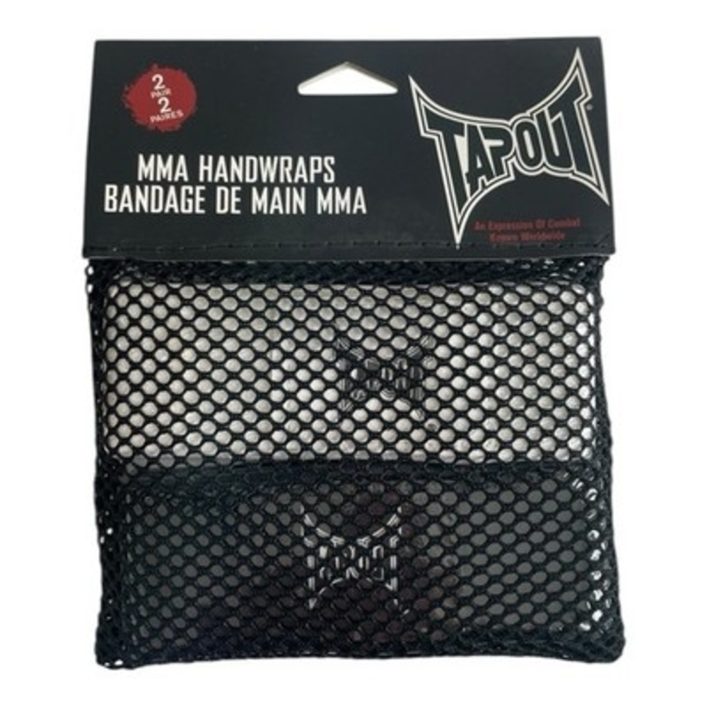 Tapout MMA Hand Wraps Boxing Bandages Black White 2 Pair Training NIP